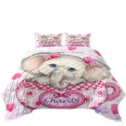 Charity Kids Inspiring Design Cute Girly Elephant Coverlet