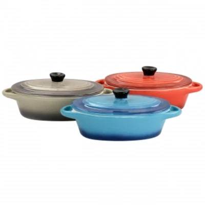 Crockpot Wexford 3 Piece 6.7Oz Stoneware Mini Oval Casserole Set In Assorted Co