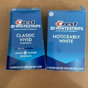 Crest 3d Whitestrips Lot - Classic Vivid & Noticeably White Kits (20 strips)