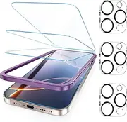 Fotbor [3+3 Pack for iPhone 16 Pro Screen Protector, Anti-Blue Light, [Eye Protection] 9H+ Tempered Glass with Camera Lens Protector Anti-Glare