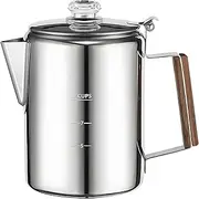 Percolator Coffee Pot - Stainless Steel Coffee Maker, Classic Brew Kettle | Portable Heat Resistant Handle with Compact Vintage Design, Outdoor Coffee System Ideal for Camping Gatherings