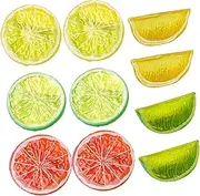 STOBAZA 10pcs Simulated Lemon Slices for Fruit Toy Realistic Lemon Blocks Model