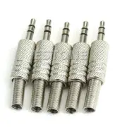 5Pcs 3.5mm 1/8" Stereo TRS Male Plug Adapter Connector Silver