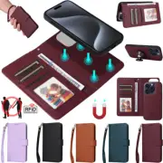 For iPhone 16 16e 15 14 13 12 11 Pro Max XR Removable Case Magnetic Wallet Cover