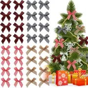 80 Pieces Christmas Mini Buffalo Plaid Bows - White, Red, Black Checkered Gingha