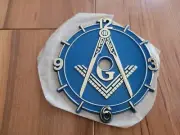 Vintage Ramar NEW Plastic Clock Face Blue Free Mason Adhesive Back 4” Clock Face