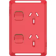 Clipsal Pro Series, cover frame, 2 switches & 2 sockets, 10 A, vertical, Red - P3025VC-RD