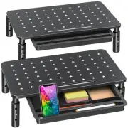 2 Pack Monitor Stand Riser with Drawer - 3 Height Adjustable Metal Monitor St...