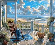 Paint by Numbers Kits for Adults, Seaside Paint by Numbers Kits,Adult Paint by Number Kits on Canvas Flowers,Home Wall Decor(16x20in)