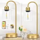 Industrial Gold Table Lamps Set - 3 Way Dimmable Touch Desk Lamps Set of 2 wi...