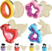 ELECLAND Sandwich Cutter and Sealer Uncrustables Maker DIY Cookie Cutter Vegetable Cutter Easter Chick Bunny Eggs Flower Bread Crust Cutter for Kids Lunch (light color)
