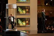 Emmy Awards Bob Newhart and Conan O'Brien by the show wing during - Old Photo