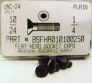 #10-24x1/4 Flat Head Hex Socket Cap Screws Alloy Steel Black (30)