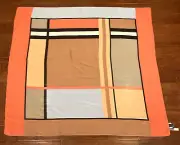 NEW Ann Taylor Geometric Mondrian Style Silk Blend Scarf Shawl Coral Brown Gray