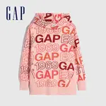 GAP 女裝 LOGO帽T 碳素軟磨系列-淡粉色(656952)