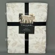 Tahari Linen Blend Jacquard Tablecloth Champagne/Natural Floral & Leaf 60x104