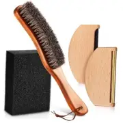 4 Pcs Horsehair Felt Hat Brush Kit with Cleaning Sponge Cowboy Clean Style C