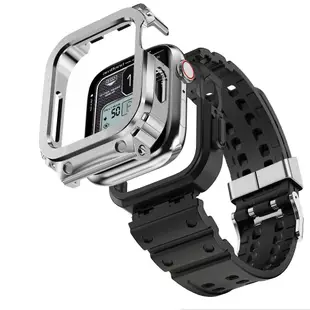 AmBand Apple Watch 專用保護殼 ❘ 銀色軍規級鋼殼 X TPU 錶帶 ❘ 44mm