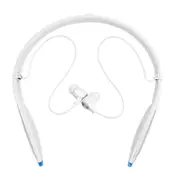 H1 Foldable bluetooth Stereo Neckband Headphone CVC6.0 Noise Canceling IPX7 Waterproof Earphone with Mic WHITE COLOR
