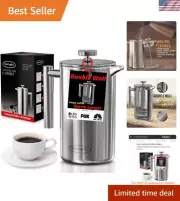 Rust-Free 1L French Press - Stylish Coffee and Tea Maker with Reusable Filters