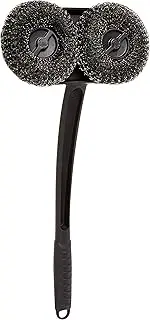 Outset 76227 Long Handle Mesh Scrubber Grill Brush, 1 EA, Black