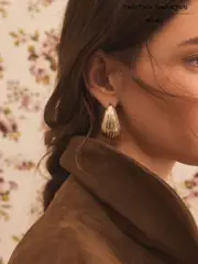 Gold Tone Tabitha Simmons x Next Copper Ridged Hoops Earrings (F41160) | $64