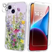 for Case with Screen Protector and Camera Lens iPhone 14 Plus Blooming Flowers