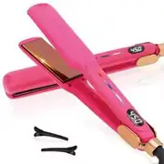 Infrared Hair Straightener with Mirror, Flat Iron, LED Display, Dual Voltage, Titanium Plate, Temperature, 450�C, Fast Heating