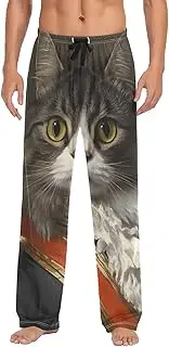 [XYMZR] Cat Portrait Suit Men's Pajama Bottoms Lounge Pajama Pants Sleep Bottoms with Pockets for Men S