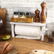 Farmhouse Paper Towel Holder for Kitchen Countertop with Shelf,Rustic Decorat...