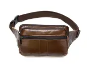 Leather Fanny Pack for Men Women, Soft & Durable Belt Bag for Running, Walking, Jogging, Hiking - 8977 reddish brown