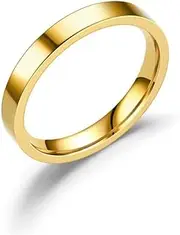 [Generic] Minimalist Titanium Band Ring Simple Smooth Thin Plain Statement Ring Dainty Midi Thumb Pinky Finger Stackable Wedding Engagement Couple Rings for Women Men Comfort Fit