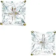 [JewelryWeb] 14k Yellow Gold 7x7mm 4 Segment Square CZ Simulated Diamond Basket Set Earrings Stud Earring for Women