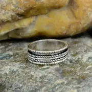 Solid 925 Sterling Silver Rope Spinner Ring Meditation Bands Gift For Christmas
