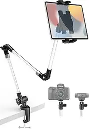 EXSHOW Flexible Tablet Stand for Bed, 90CM Aluminum Long Arm Tablet Camera Holder for Desk, Adjustment Webcam Stand with 1/4" Screw for iPad Pro 13 12.9 Air Mini, iPhone, Action Camera, 4-13" Devices