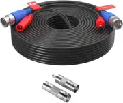 60Ft 2-in-1 Video Power Cable for CCTV Cameras, BNC & RCA Connectors Included