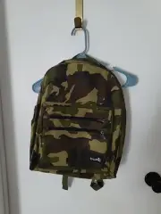 BWAP Green Brown Camo Zip Backpack Bookbag Adjustable Pad Straps Pockets