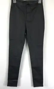 Boohoo Women's Jeans Size US 6 Lara Matte Pu Coated Skinny Black Stretch Zip Fly
