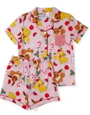 Pokemon Kids Licensed Size 12 Summer Pjs Pyjamas Set Eevee Pikachu Xmas