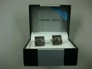 NWT Men's Geoffrey Beene Cuff Links Square Silver Color #326B