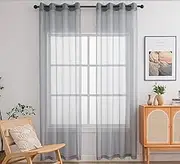 PI Sheer Curtains with Grommets,Hazy Voile Textured,Simplicity Window Treatment for Office/Living Room 2 Panels (W52 X L95, Blue Grey)