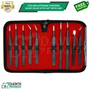 10 Pcs Eyelash Extension Tweezer Anti-Static Black Color Set W/Case German Grade