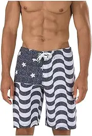 [Speedo] Men's Rio Flag Board-Shorts, Black/White