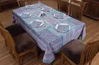 Blue and Red, Floral Block Printed Table Cover, Rectangular Christmas Tablecloth