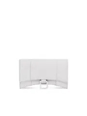 Balenciaga Hourglass XS Wallet On Chain Sparkling Fabric In Silver