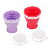 2pcs Collapsible Water Bottle, 200mL Travel Folding Cup, Rose Red Purple