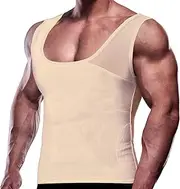 [GKVK] Mens Slimming Body Shaper Vest Chest Compression Shirt Abs Abdomen Slim Tank Top Undershirt