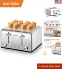 Versatile 4 Slice Stainless Steel Toaster with Wide Slots & Dual Controls