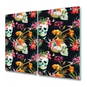 Glass Kitchen Chopping Board Worktop Saver Dark exotic floral flowers 2x30x52