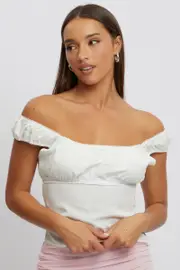White Tie Front Top Short Sleeve - Size 16XL, Women's Top
